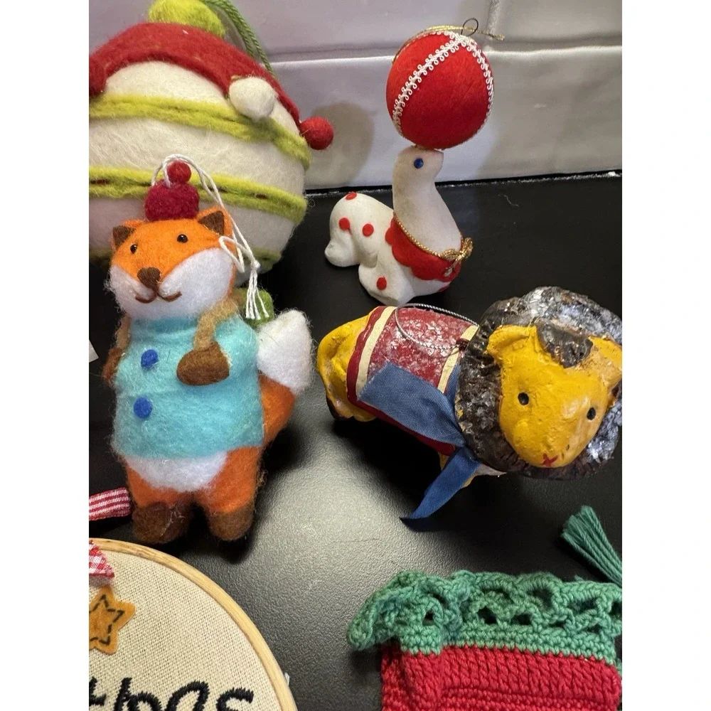 Lot of Assorted Christmas Ornaments Vintage To Now Kitschy   Felt, Painted, Bead